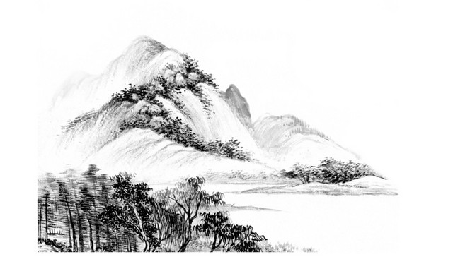 水墨画远山素材