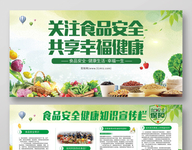 关注食品安全共享幸福健康宣传栏展板设计