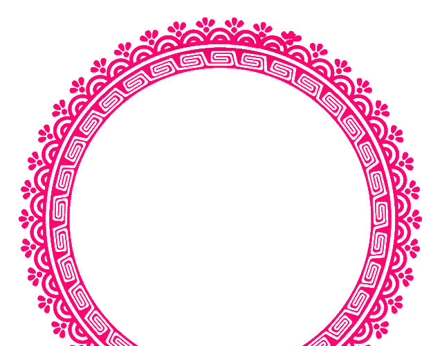 手绘红色复古花纹边框