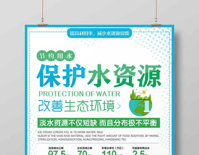 保护水资源节约用水生态环境绿色宣传海报