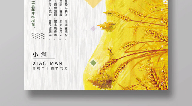 简约清新二十四节气小满宣传海报