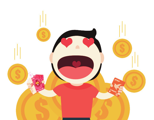 彩色卡通中奖人偶插画素材