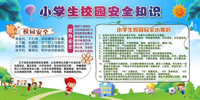 小学生校园安全知识小常识宣传广告海报