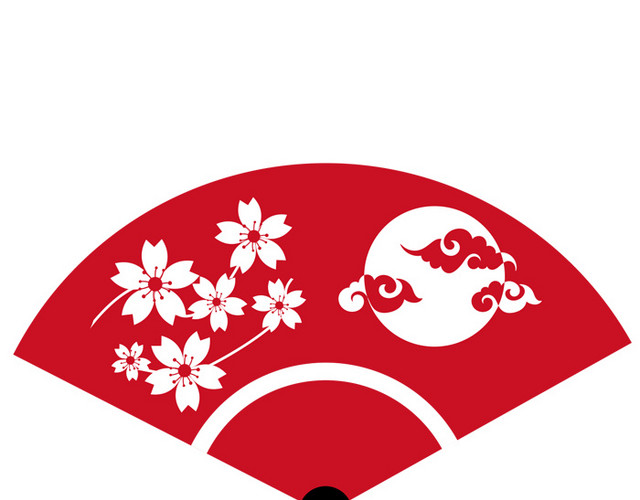 红色古风折扇素材