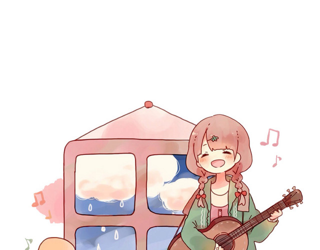 弹吉他的小女孩免抠素材