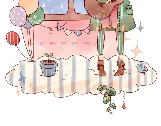 弹吉他的小女孩免抠素材