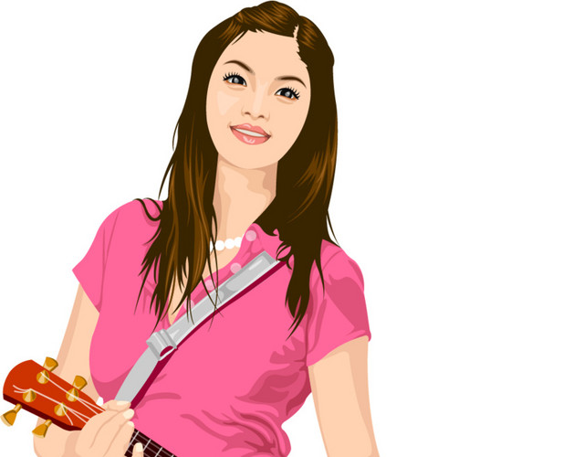 弹吉他的女人免抠素材