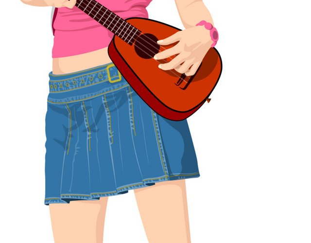 弹吉他的女人免抠素材