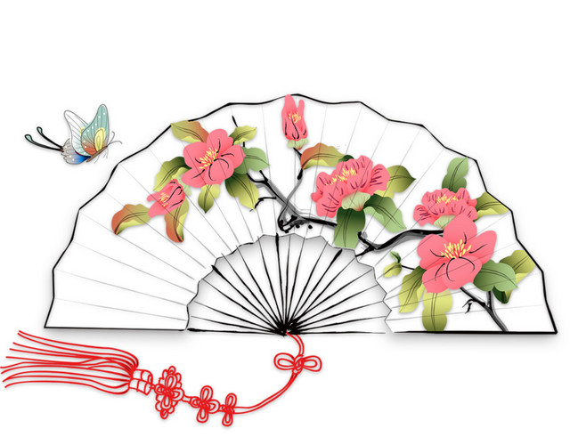 花卉折扇元素