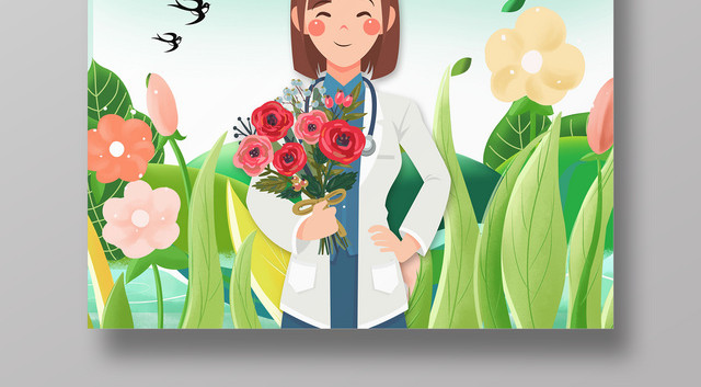 5月12日护士节医生天使卡通清新宣传海报
