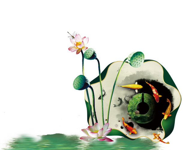 鲤鱼戏荷