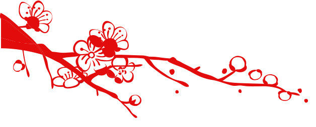 古典红色手绘简笔画梅花中国风背景素材