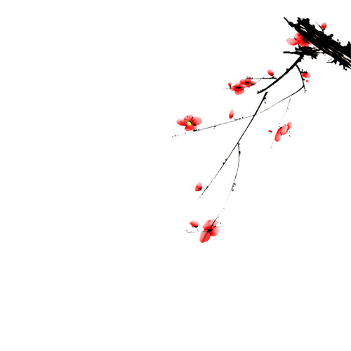 雅致传统中国风梅花枝丫水墨画素材