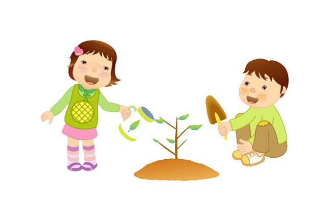 小朋友一起植树免抠素材