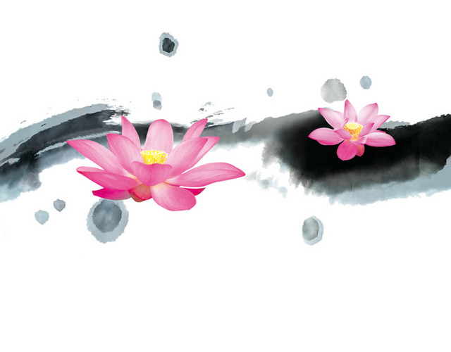 水墨荷花元素