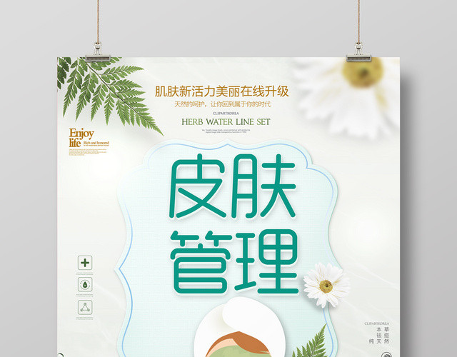 美容皮肤管理美丽升级天然呵护卡通美容院宣传海报