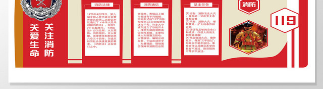 简约大气创意消防安全文化墙宣传