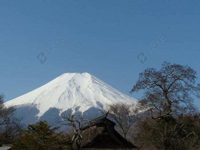 景观景色名胜日本旅游象征富士山积雪火山背景图片