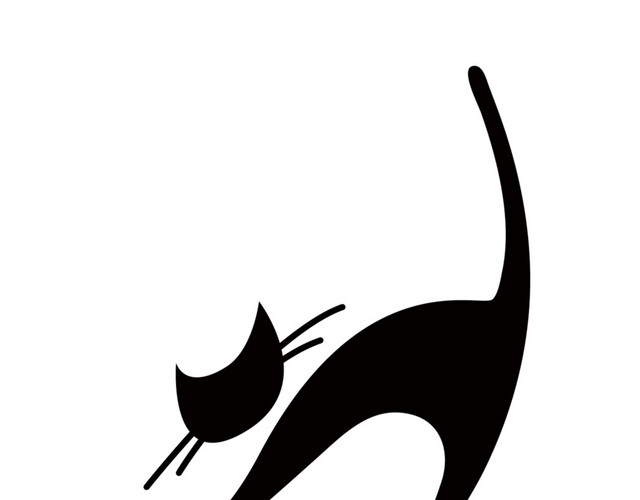 黑色卡通猫素材