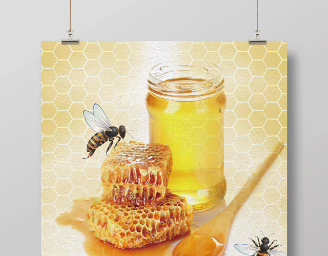 天然蜂蜜健康养生保健品海报设计