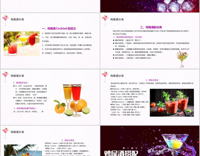 时尚炫彩实用调酒师培训鸡尾酒调制课件培训PPT模板
