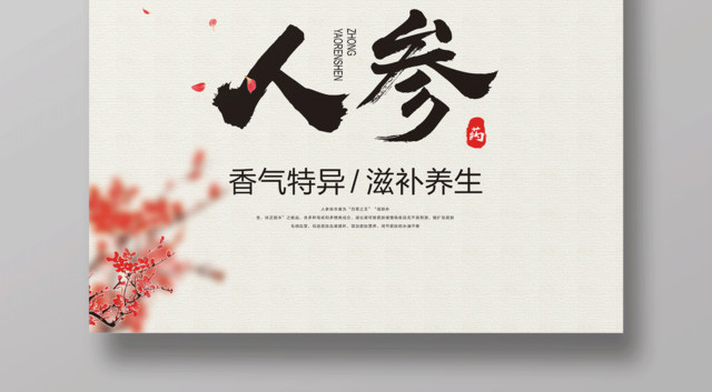 保健品人参滋补养生宣传海报