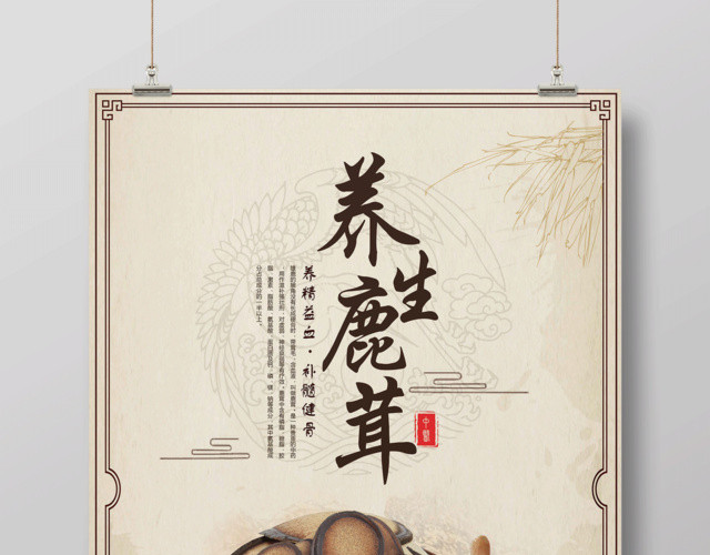 养生鹿茸中药保健品海报设计