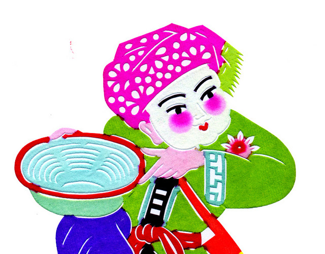 傣族泼水节民族风人偶插画
