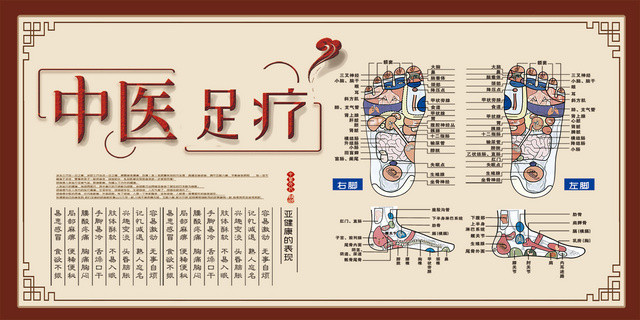 中国风中医养生足疗经脉宣传展板