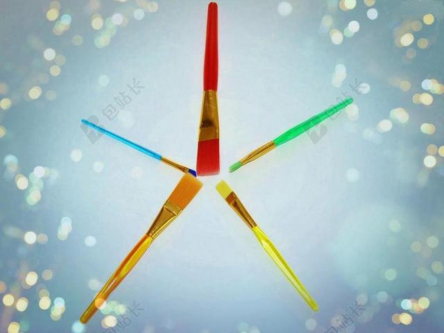 彩色文具彩色的大小油画画笔背景图片