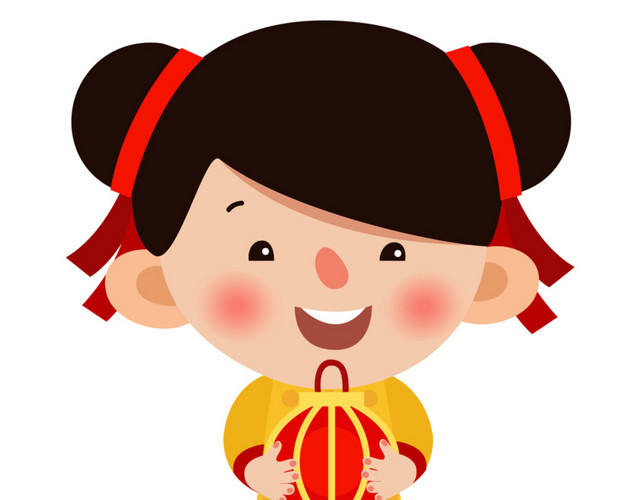 卡通小孩拿着灯笼