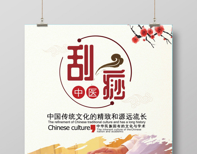 中国风中医养生刮痧文化海报