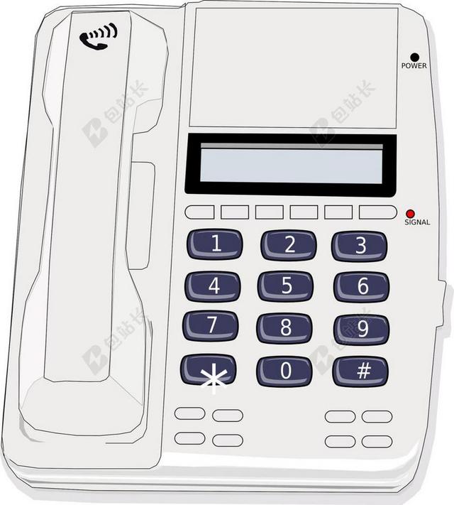 白色通讯电信电话机座机按键听筒办公用背景图片