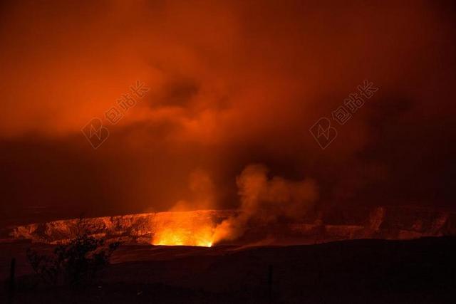 火山 岩浆 流动 喷发 景观 活跃 热 地质 火山口 夜
