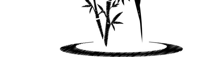 墨色仙鹤竹子素材