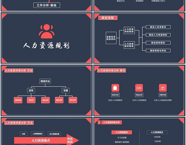 深色加红主题人力资源招聘培训PPT模板