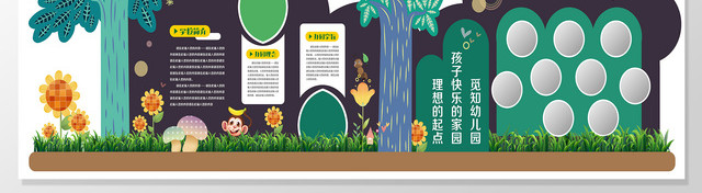 幼儿园早教培训胎教绿色植物背景文化墙