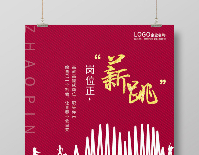 红色创意岗位招聘海报