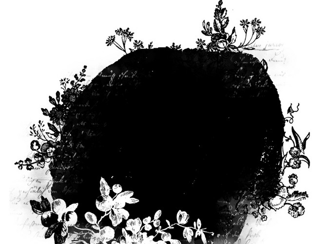 花朵元素墨迹素材