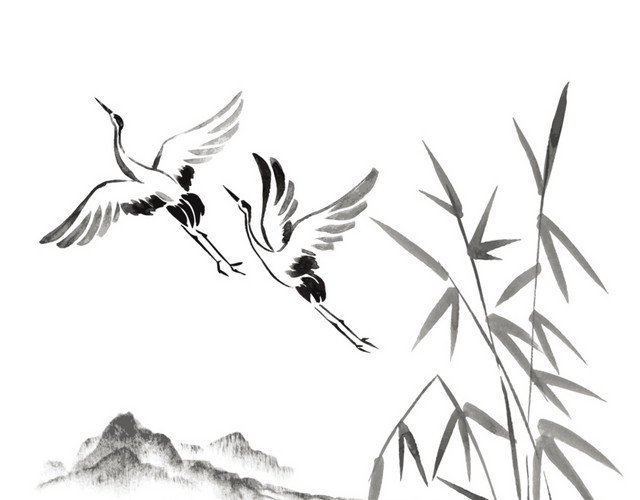 古风飞鹤素材