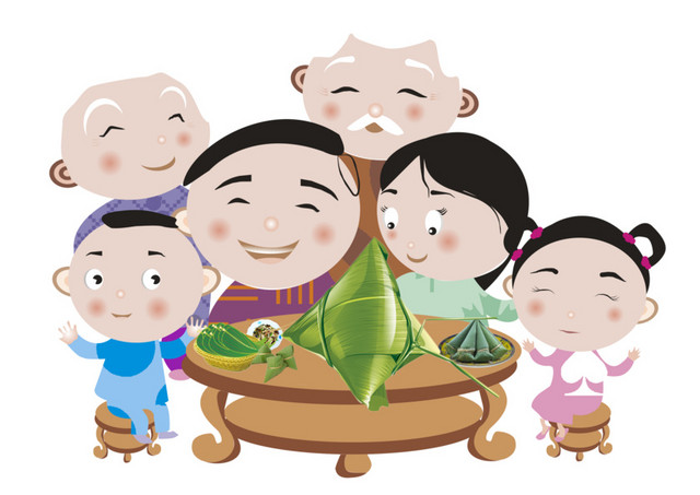家人团圆粽子粽子叶三世团圆