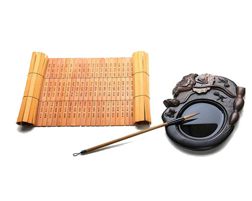 矢量古代竹简砚台素材