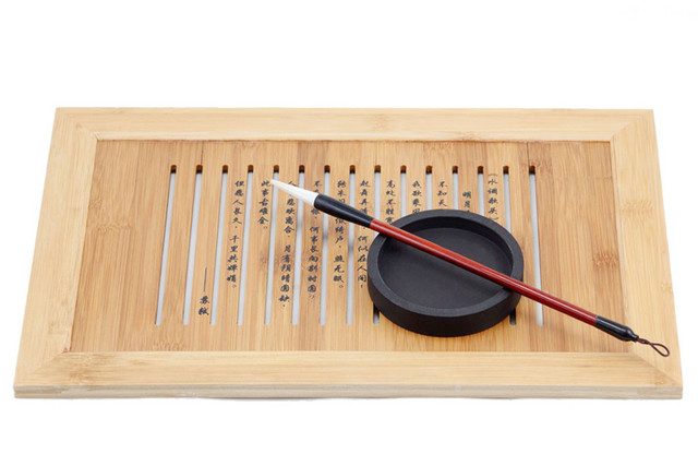矢量古代竹简毛笔砚台素材