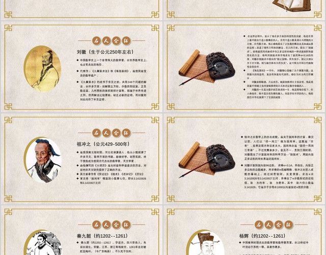 复古中国风数学介绍知识名人课件PPT模板