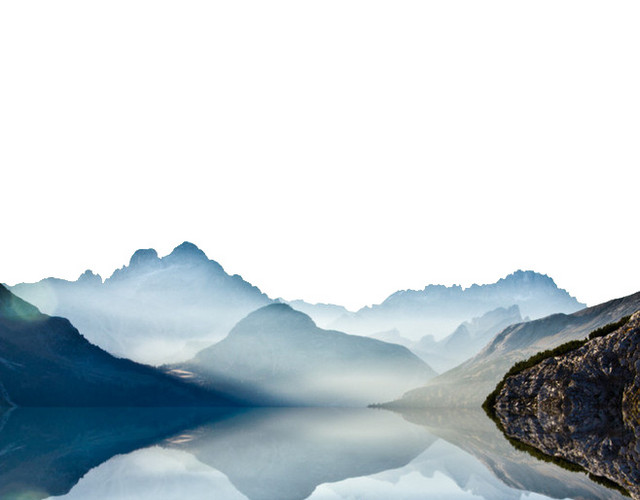 山峰倒影山水风景素材