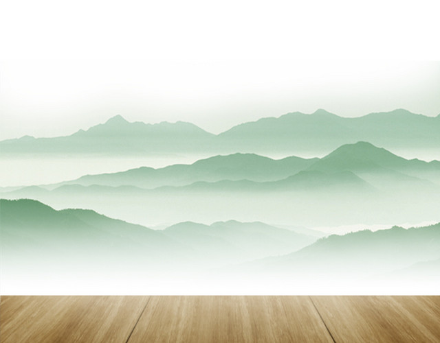 绿色远山风景画素材