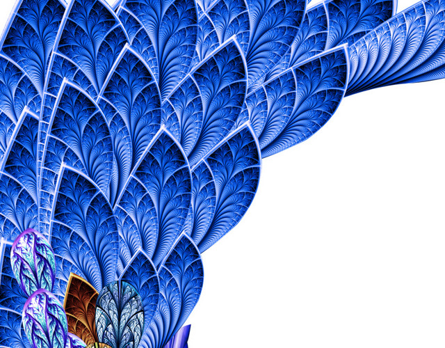 绚丽蓝色孔雀手绘插画素材