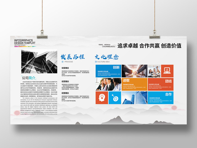 企业文化公司文化励志宣传标语发展历程展板设计