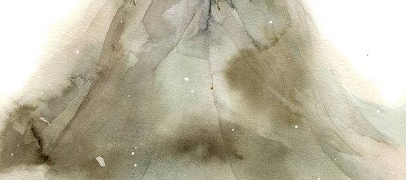 手绘水彩孔雀美女插画素材