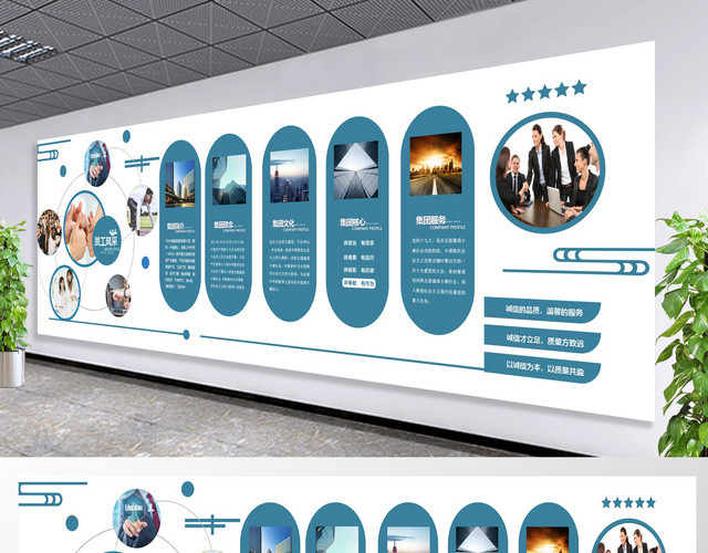 企业文化墙公司简介宣传员工风采励志文化墙